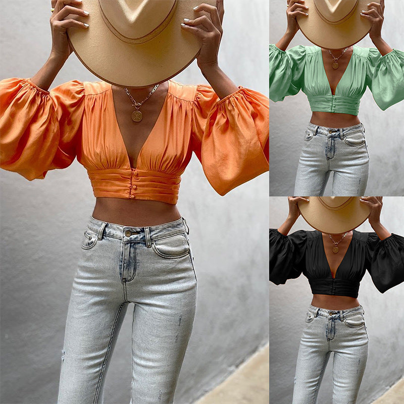 Deep V Plunge Cropped Top