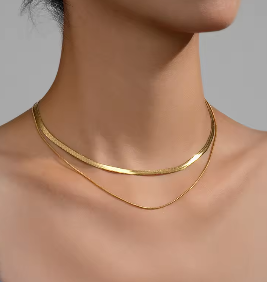 Unisex Flat Snake Chain Choker Necklace For Women