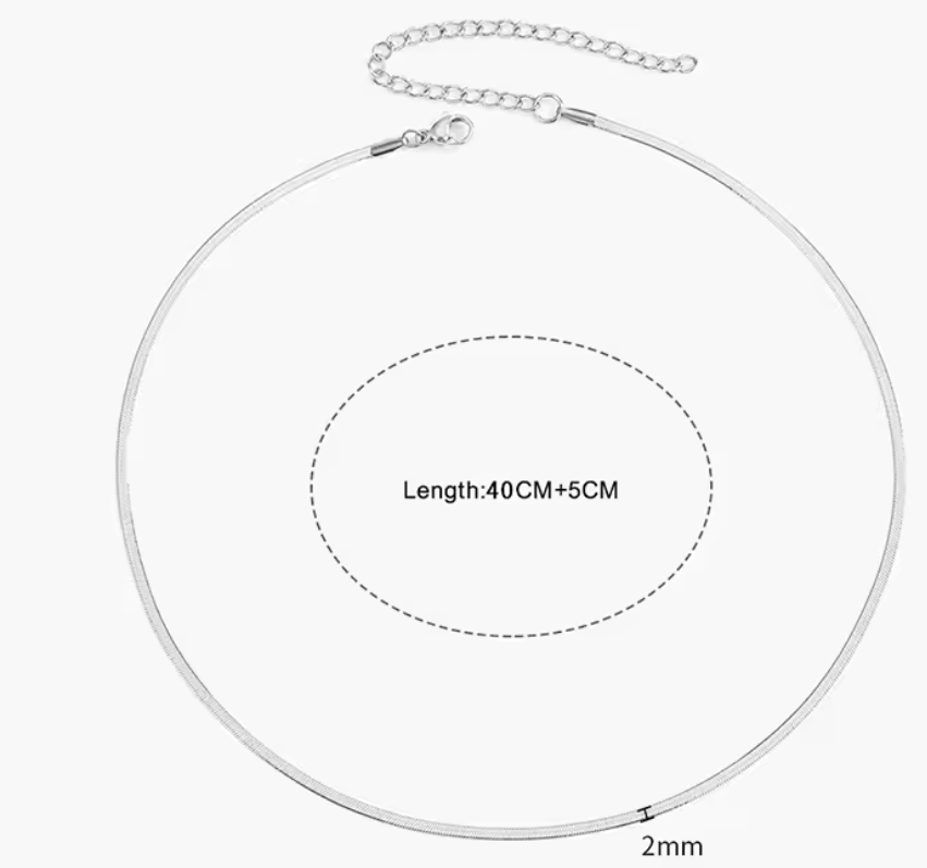 Unisex Flat Snake Chain Choker Necklace For Women