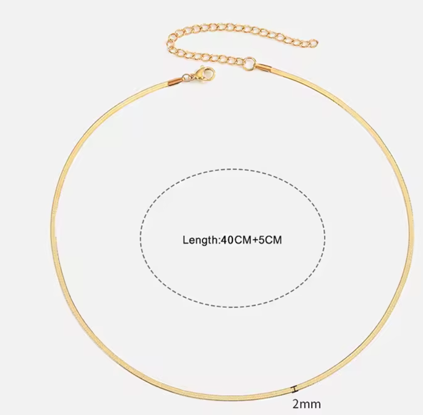 Unisex Flat Snake Chain Choker Necklace For Women