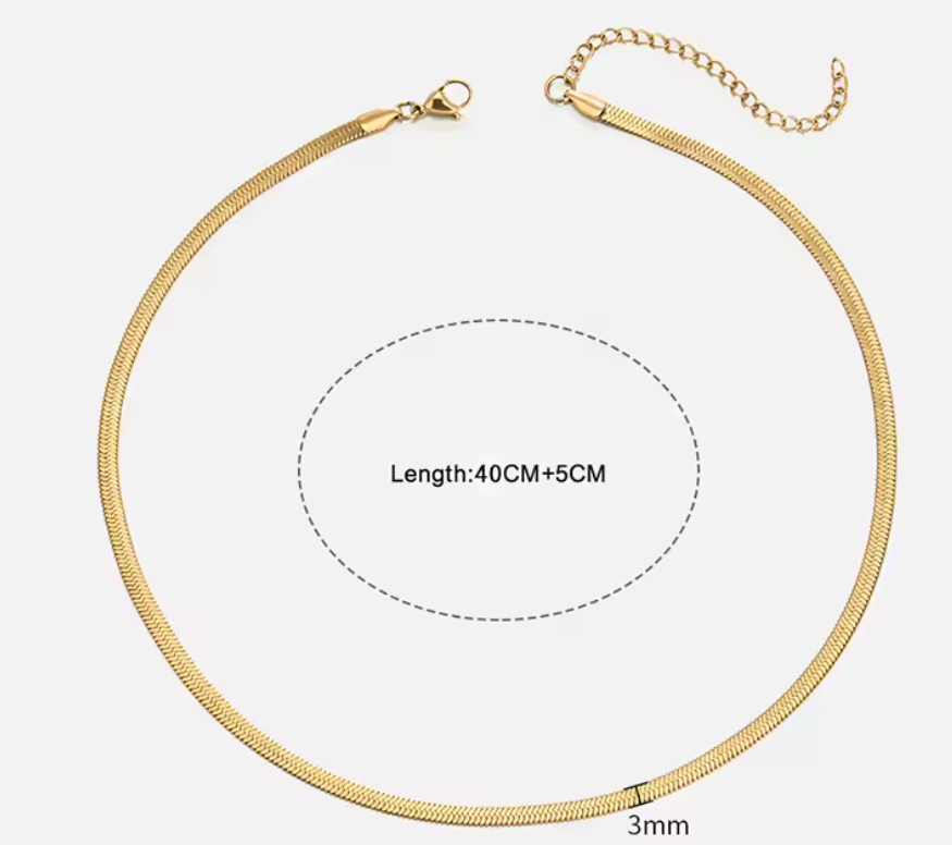 Unisex Flat Snake Chain Choker Necklace For Women