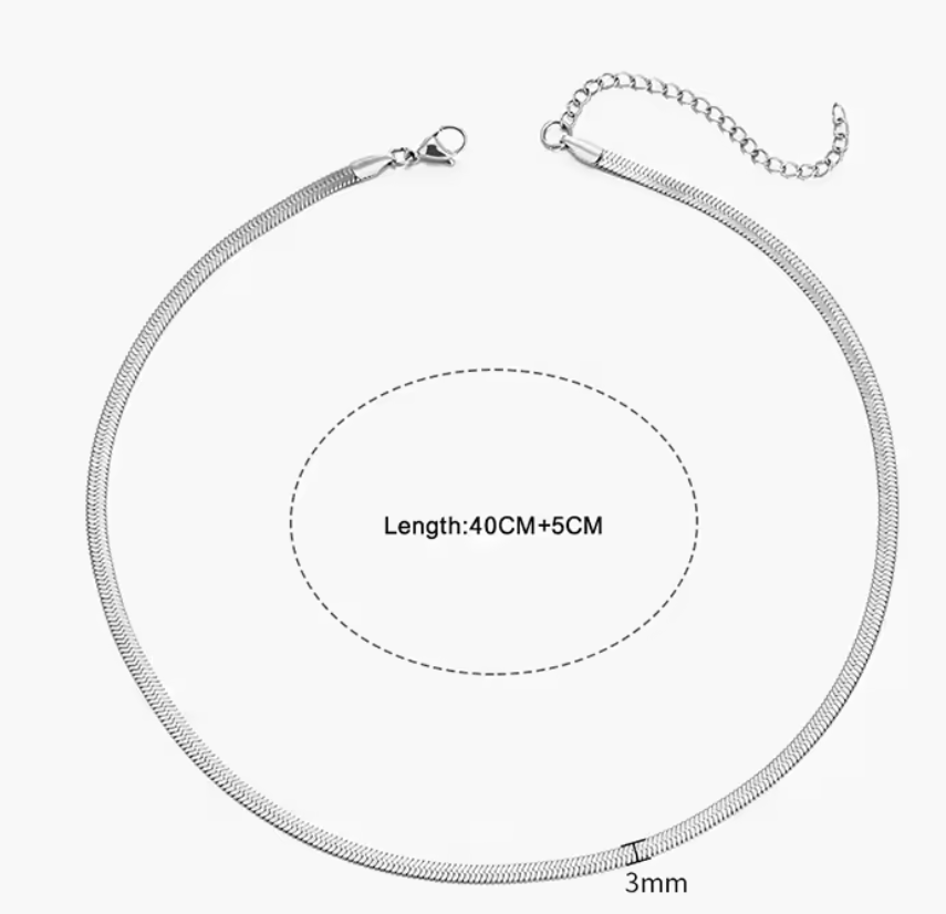 Unisex Flat Snake Chain Choker Necklace For Women