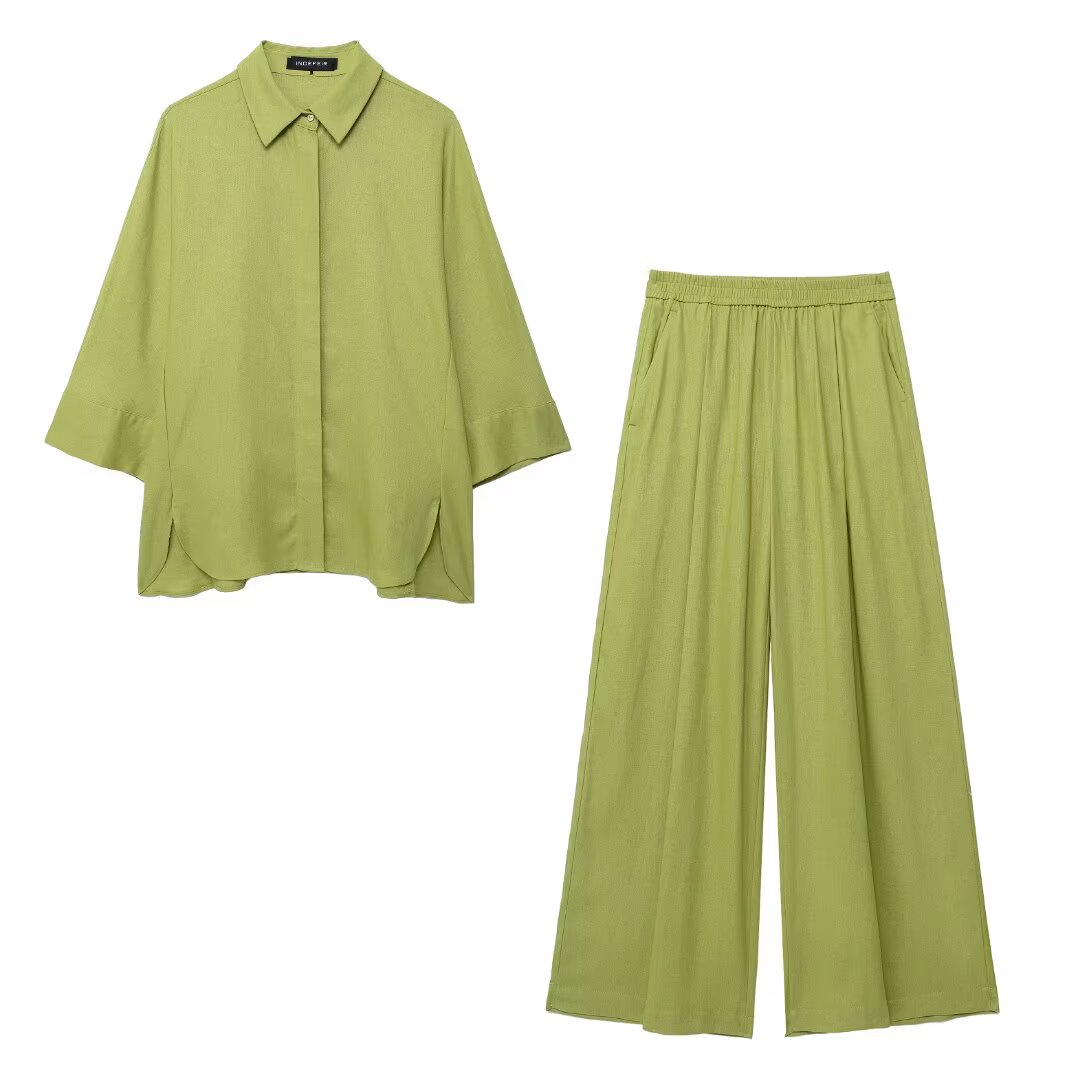 Western Shirt & Wide Leg Pants Set