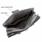 Leather Briefcase, Grey-3