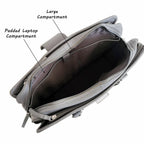 Leather Briefcase, Grey-4