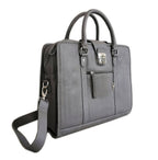 Leather Briefcase, Grey-0
