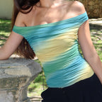 Sexy off Neck Gradient Color Top