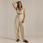 Sleeveless Denim Suspender Pants