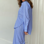 Collared Long Sleeve Pocket Shirt & High Waist Hip Skirt Two Piece Set