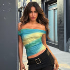 Sexy off Neck Gradient Color Top