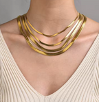 Unisex Flat Snake Chain Choker Necklace For Women