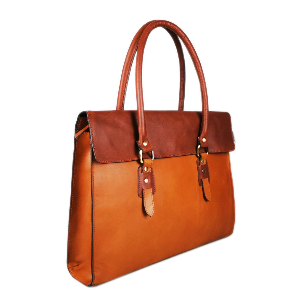The Signature 17" Bag, Tan Flap-0